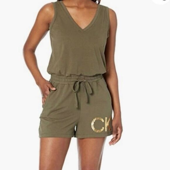Calvin Klein Army Green Sleeveless Romper Women’s Small - Picture 1 of 8